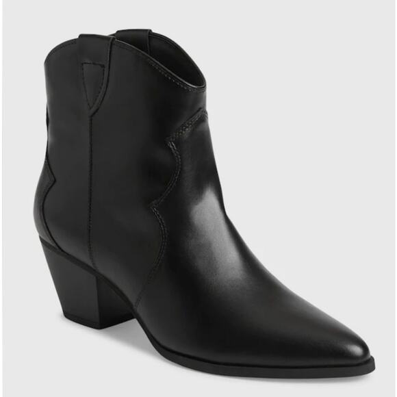GAP Western Heeled Cowboy Boots Faux Leather in "True Black" Size 9.5 - Picture 1 of 9